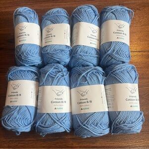 NEW 8 Friends Hobbii 100 % Cotton 8/8 Skeins Blue Crochet Knit